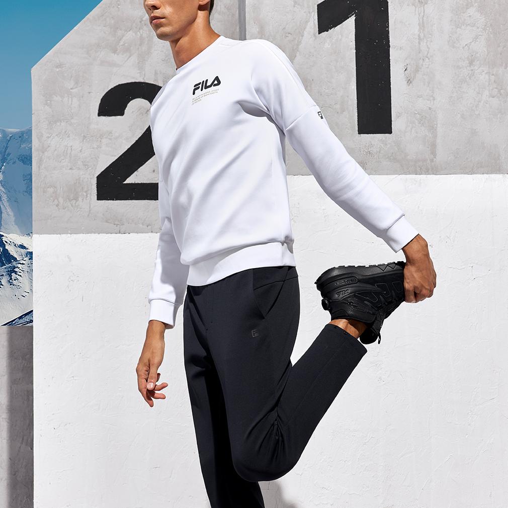 FILA Athletics Logo Print Pullover Crewneck Sweatshirt Men sweatshirt Jade-White A11M141202F-WT