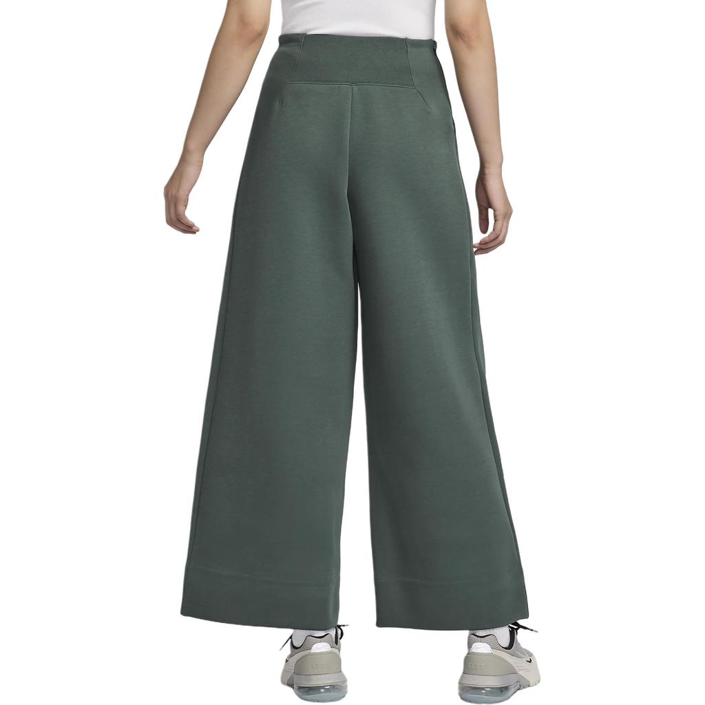 Nike Sportswear Tech Fleece Solid Color Versatile Fashion Pleated High-Waisted Casual Pants Women Bottoms Green FV8053-338