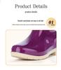 Women's Waterproof High Tube Non-Slip Rain Boots with Warm Velvet Lining - Fashionable PVC Rubber Shoes