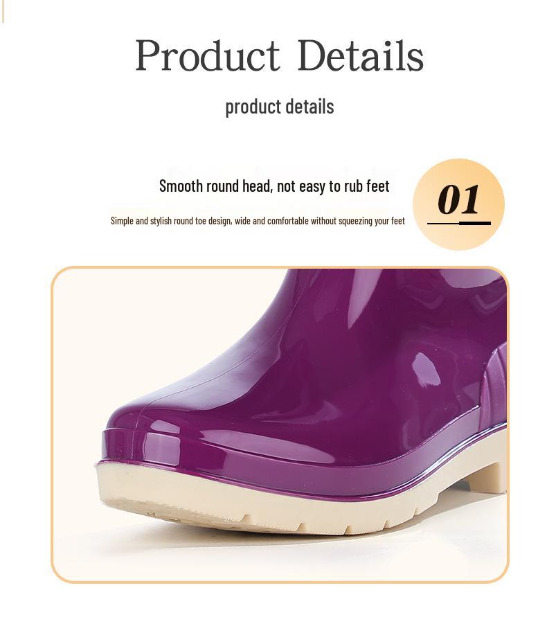 Women's Waterproof High Tube Non-Slip Rain Boots with Warm Velvet Lining - Fashionable PVC Rubber Shoes
