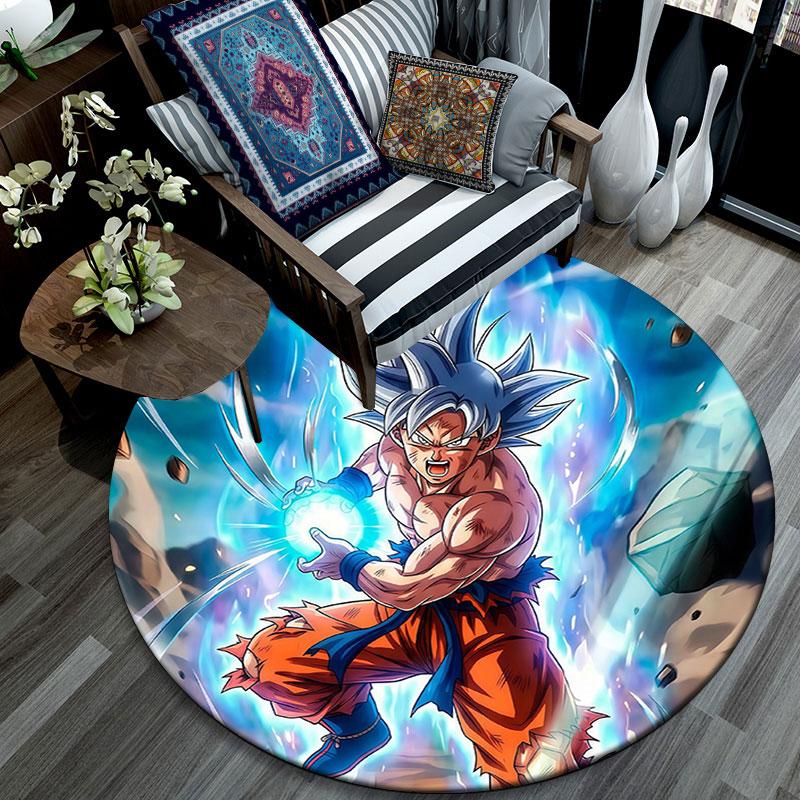 Son Goku,Round Area Rug,Carpet Rug for Living Room Bedroom Sofa Playroom Decor,Non-slip Floor Mat