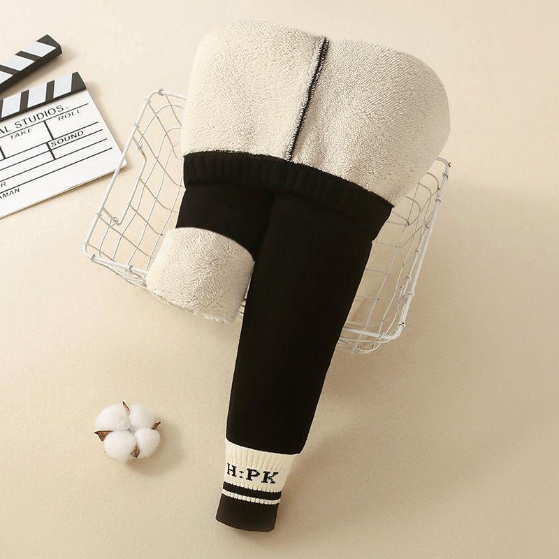 Girls' Fleece-Lined Leggings: Stylish Cotton Pants for Autumn & Winter - Wear Outside, Soft Velvet, Cozy Warmth