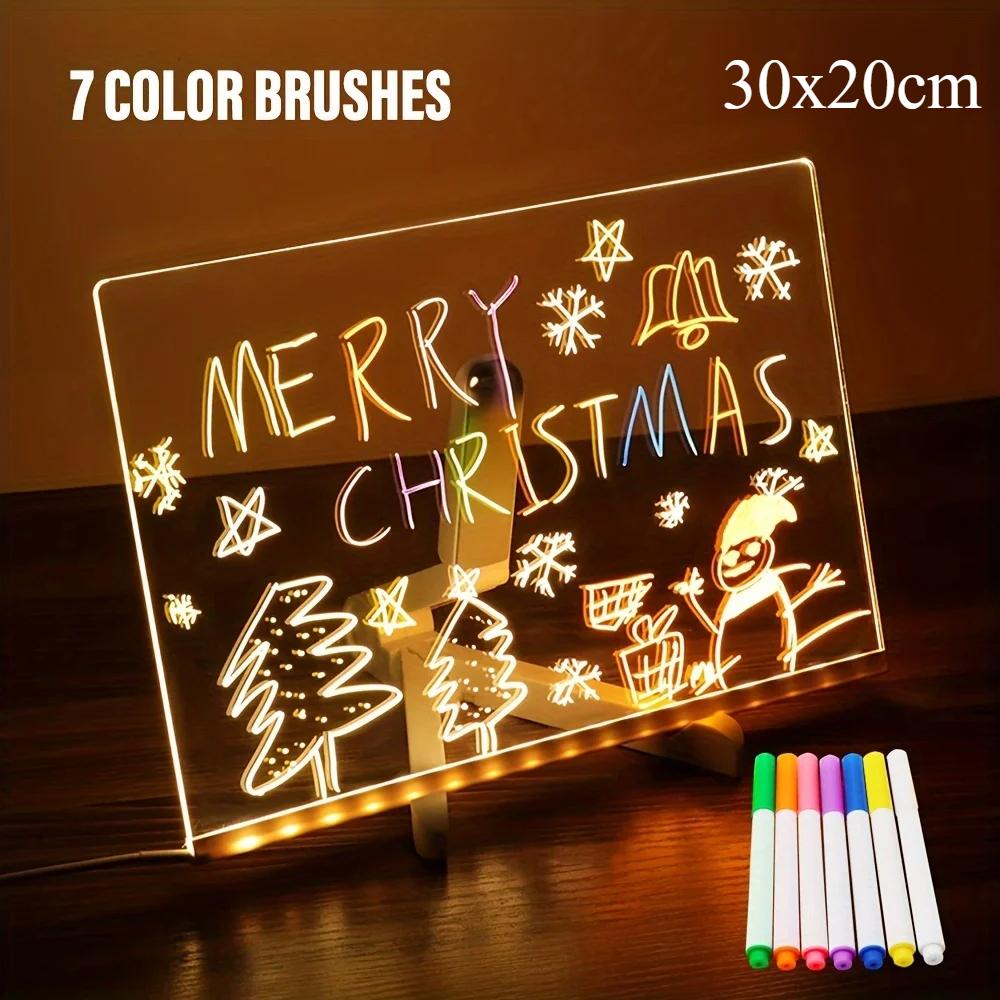 LED Light Up Acrylic Message Board Erasable USB Children's Drawing Board CIY for Birthday Gifts Bar Advertising Boards