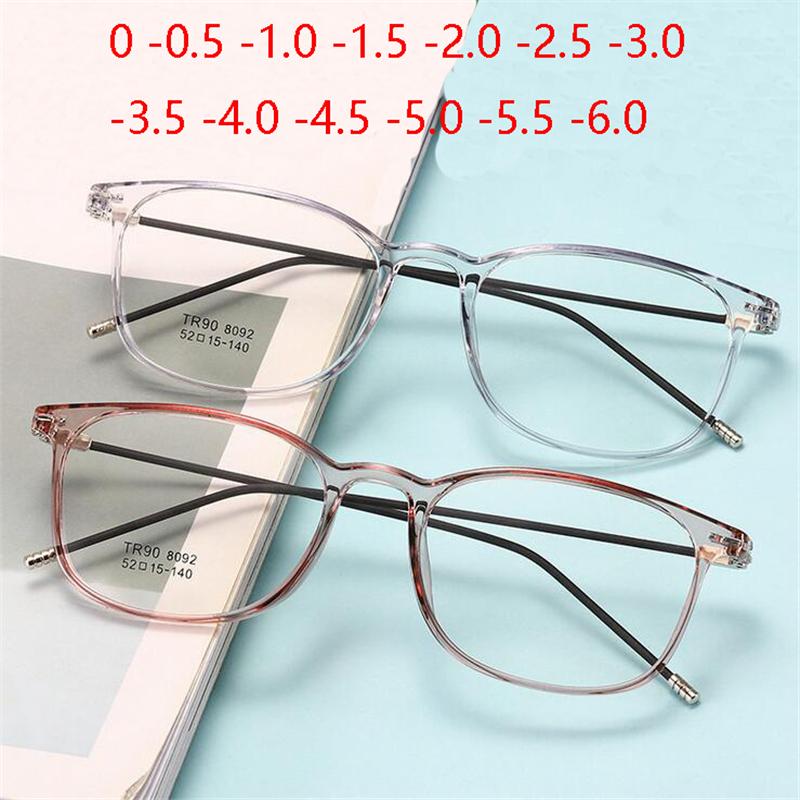 Ultralight Steel wire Finished Myopia Eyeglasses Women Men Square Student Short-sighted Eyeglasses Diopter -0.5 -1.0 -1.5 -2.0 To -6.0