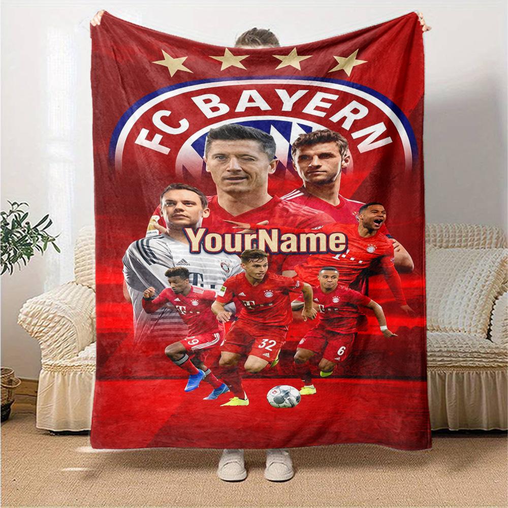 Bayern Munich Customize Your Name Blanket Multi-purpose Customizable Blanket Soft Warm Cozy Throw For Home Decor Living Room Office Chair Office