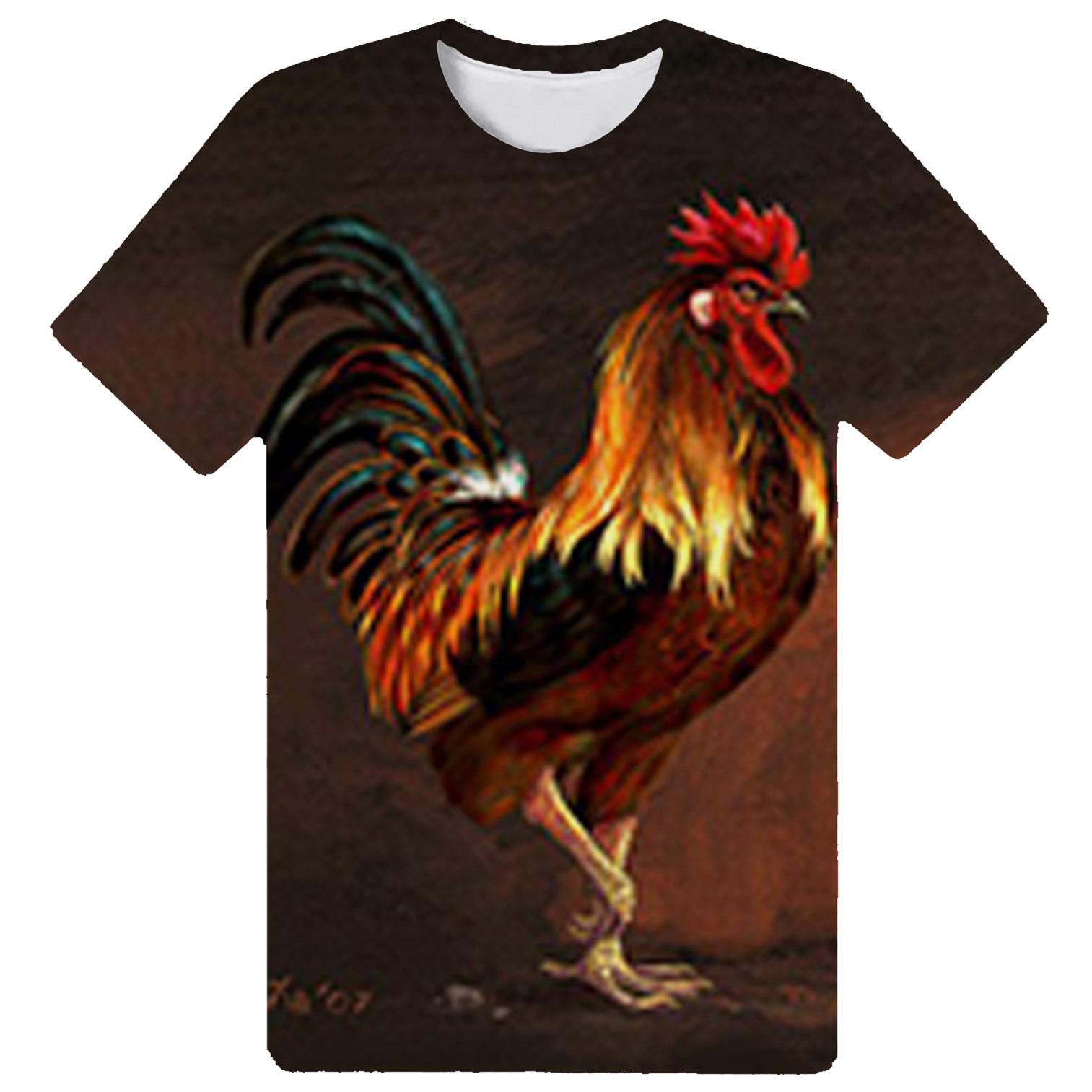 

Летняя женская футболка с 3D-принтом, модная и веселая, свободный и удобный дышащий топ большого размера с круглым вырезом и короткими рукавами с принтом петуха 6XL