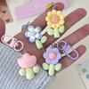 Candy Color Cute Flower Keychain Lovely Sweet Flower Keyring Pendant Backpack Hanging Ornaments Accessories Gifts