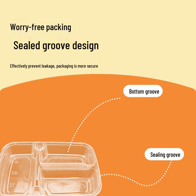 WEISHENG Disposable 3-Compartment Takeaway Meal Box Liner