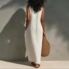 Ladies' Casual Loose Sleeveless Hollow Collar Long Skirt