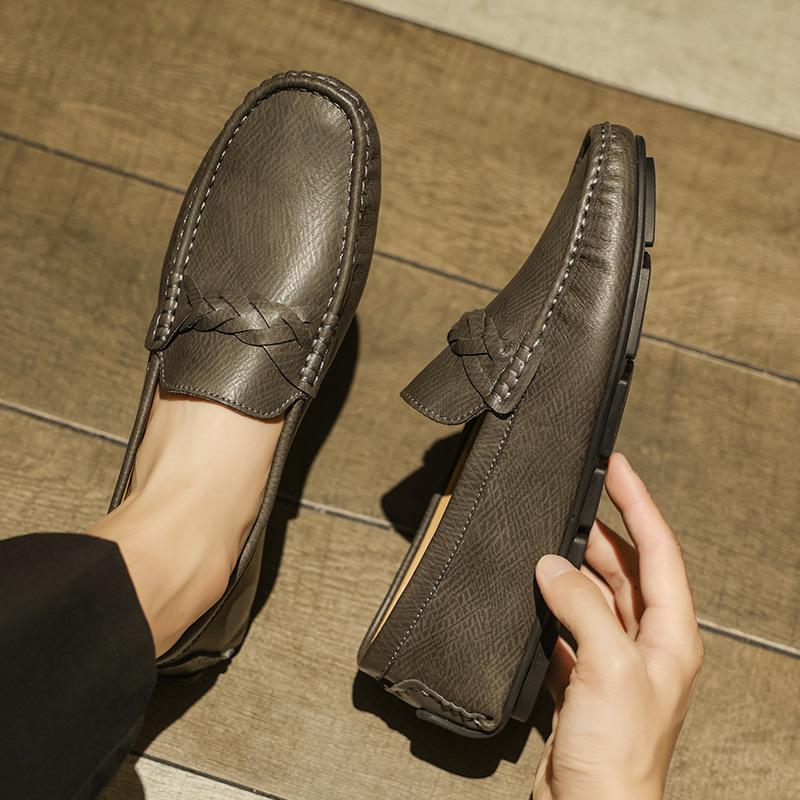 Summer new Doudou shoes men's lazy breathable men's casual leather shoes men's soft soles