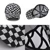 Womens Summer Cotton Baseball Cap With Black And White Grid Splicing Breathable Mesh Design