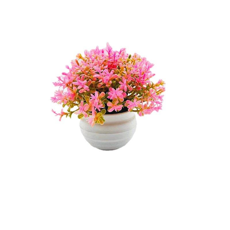 Plantas Artificiales en Maceta Flores Artificiales Adornos Pequeños Hierba de Cuatro Patas Pequeñas Plantas Verdes Hemisféricas