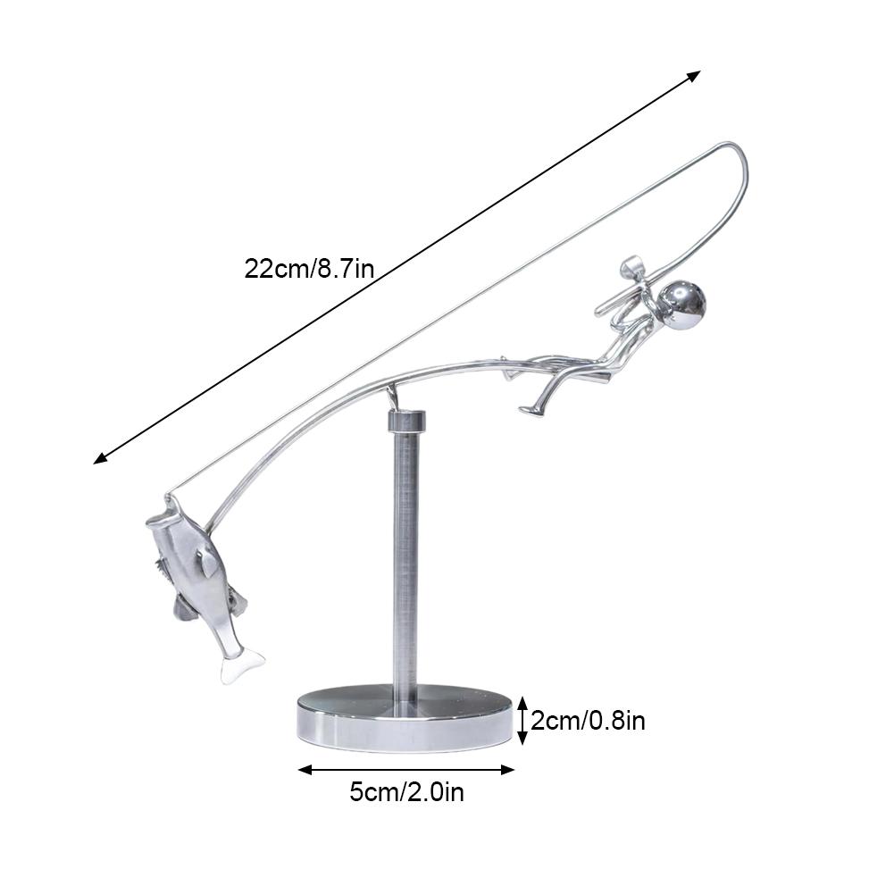 The Fisherman Balancing Sculpture Polished Stainless Steel Fisherman Balancing Handicraft Ornament Desktop Craft Decoration