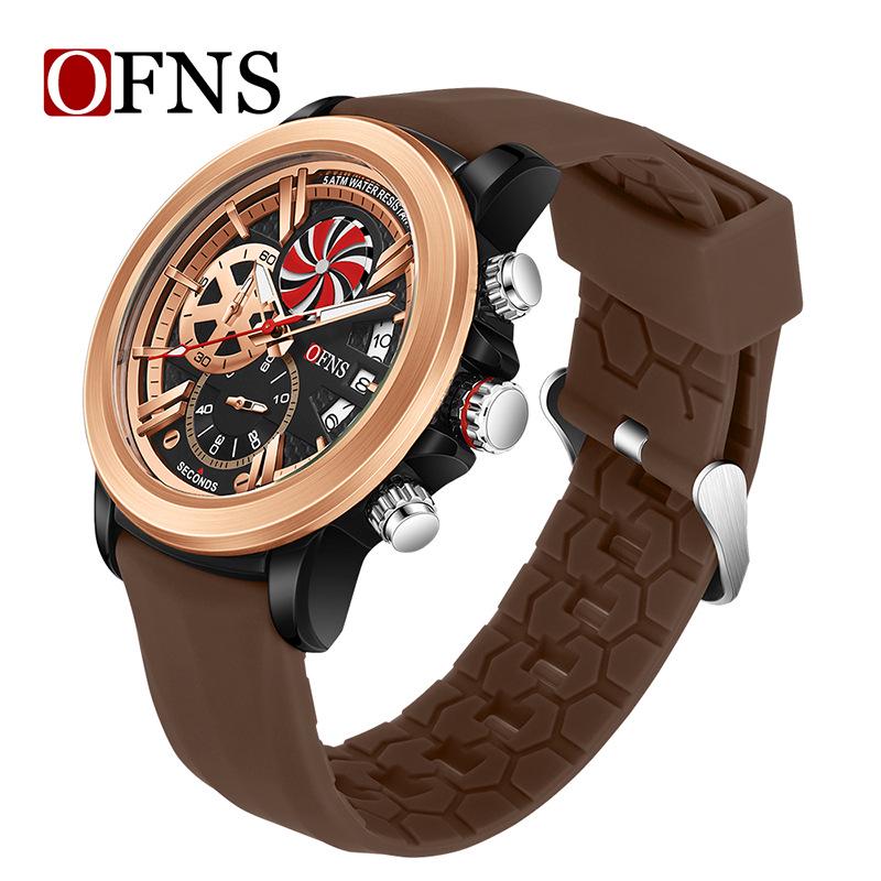 OFNS Men s Quartz Watch: Luminous Hands, Creative Dial, Calendar, Waterproof, Sports Design