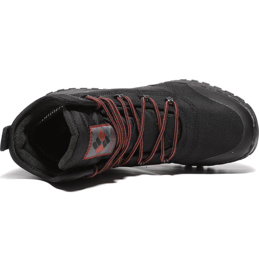 Columbia Leather Fabric Shock Absorbing Non-Slip Waterproof Warm High-Top Outdoor Functional Shoes Men Shoes Black BM2806-010