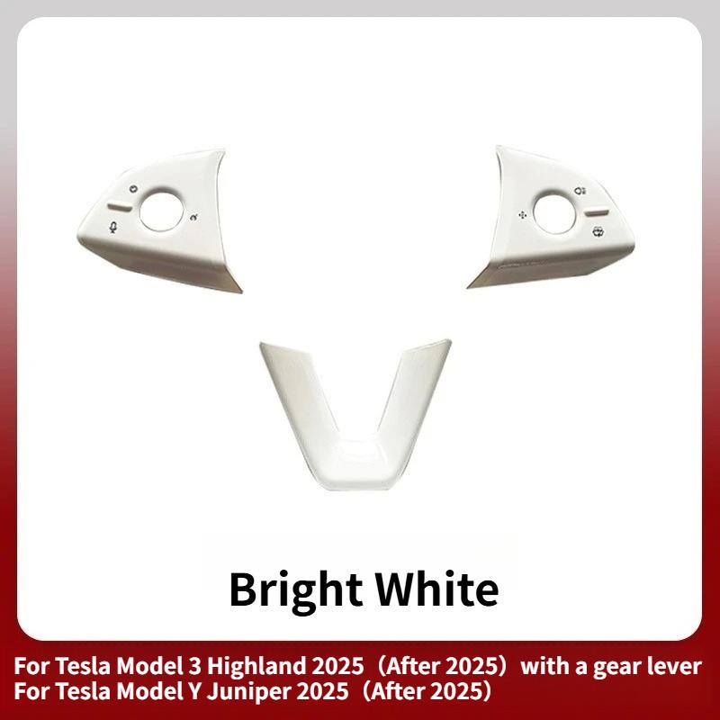 For Tesla Model Y Juniper 2025 ABS Carbon Fiber Steering Wheel Panel Button Trim Sticker Gear Lever Trim Interior Accessories