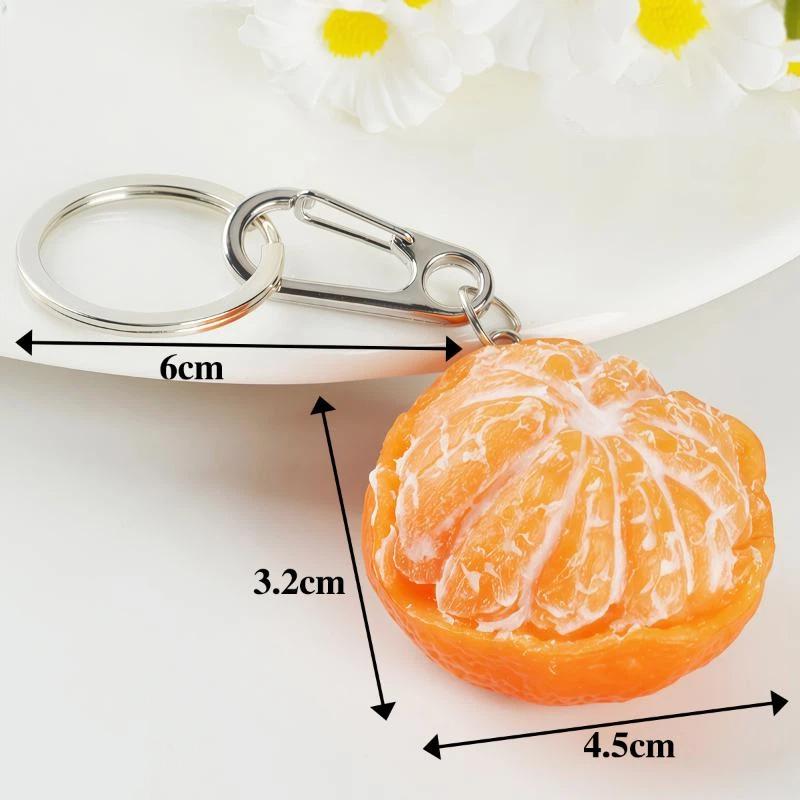 Simulated Peeled Tangerine Keychain Lifelike Design Sturdy Metal Clasp Bag Decor Key Holder Cute Gift For Fruit Lovers