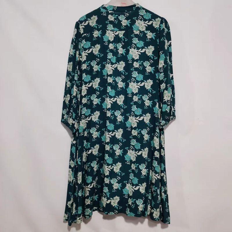 Export Export Original Order Leftover Stock Customer Supply Fabric Rayon Printed 3/4 Sleeves Dress Female Mid-Length Expansion Skirt Summer