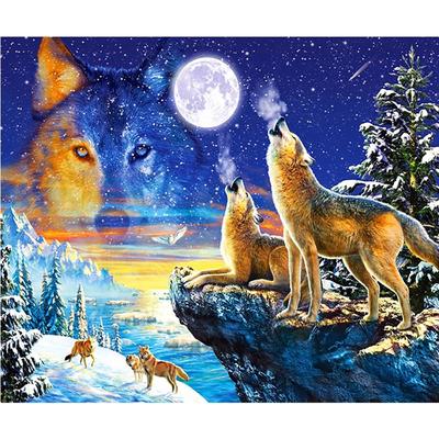 Ricamo Diamante Lupo Mosaico Cristallo 5D Punto Croce Pittura Diamante Fai da Te Decorazione Adesivo
