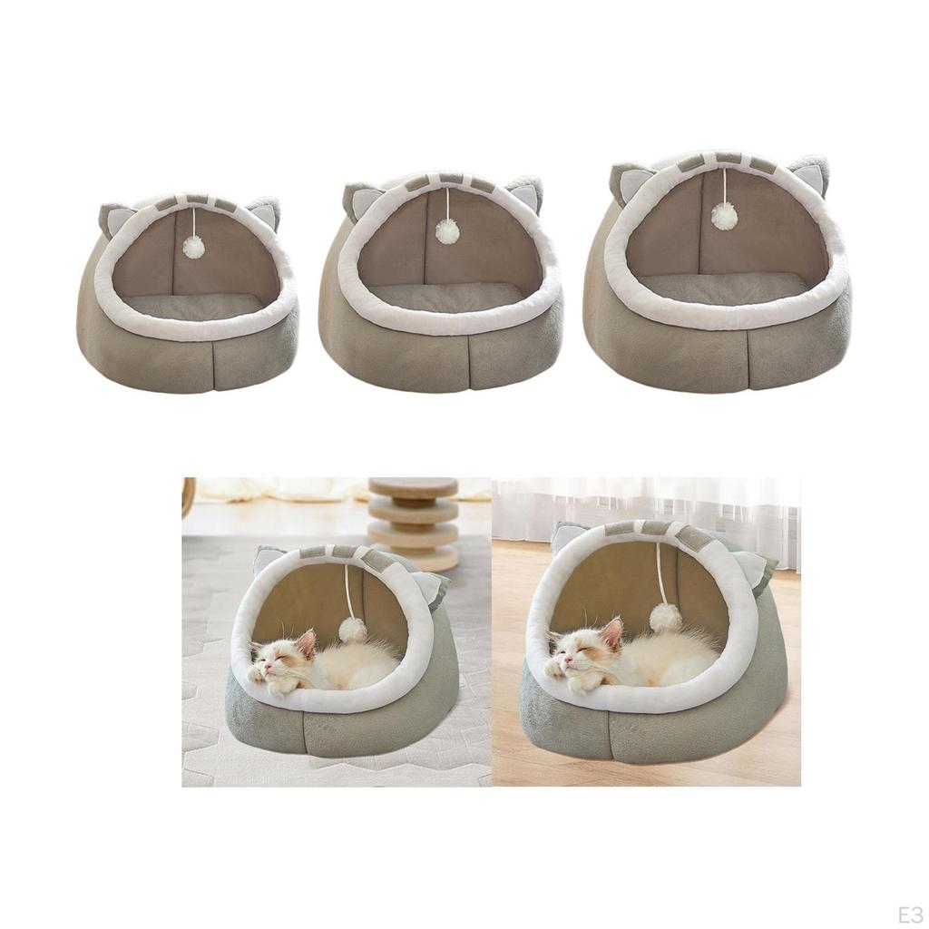 Cartoon Pet Bed Animal House Semi Enclosed Autumn Winter Comfortable Cat Caves Nest Plush
