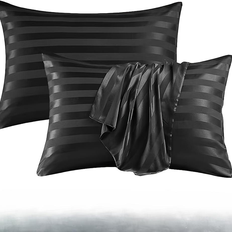 Stripe Pattern Envelope Closure Silky Pillowcase Set of 2 - Super Soft Weave, Hair and Skin Friendly, Machine Washable, Hotel Quality