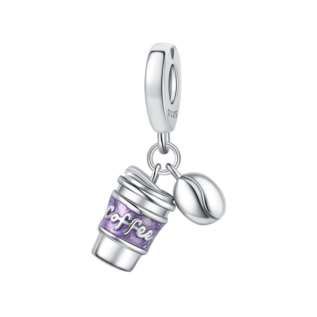 Prata 925 Pingentes Livro de Café Pulseira Charms para Mulheres Joias DIY Contas de Festa Finos Presentes Acessórios
