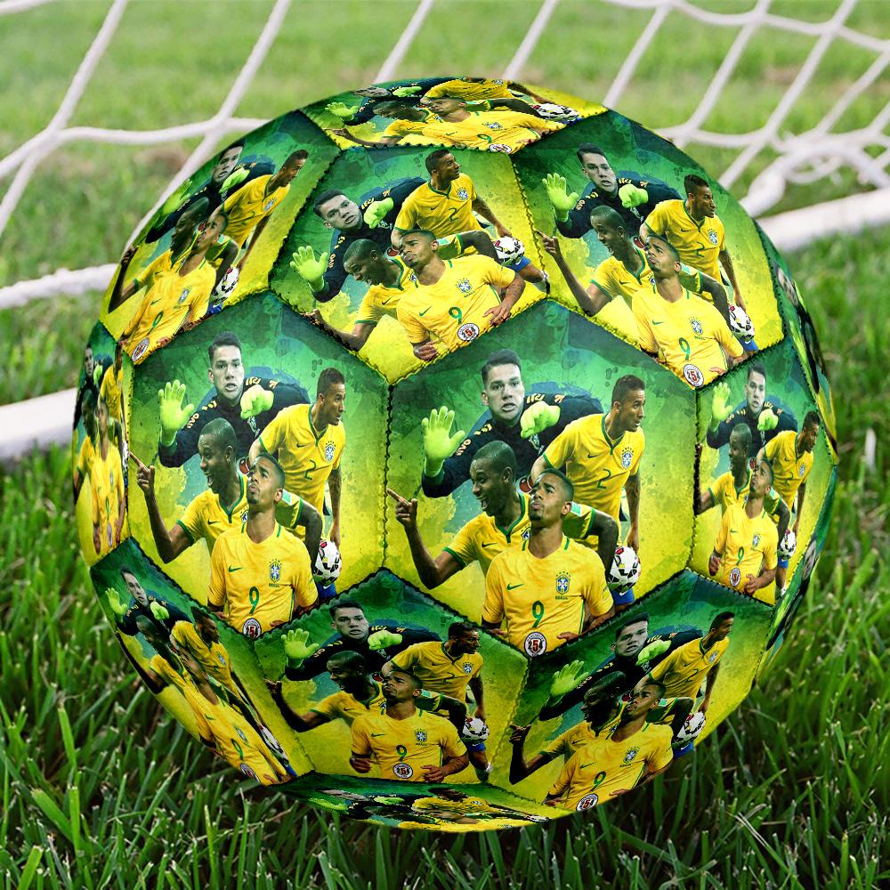 1pc Brazilian Soccer Stars Size 5 Indoor Soccer Ball Colorful Machine Stitched PVC Competition Ready Durable High-Bounce. Q70691 Size 5