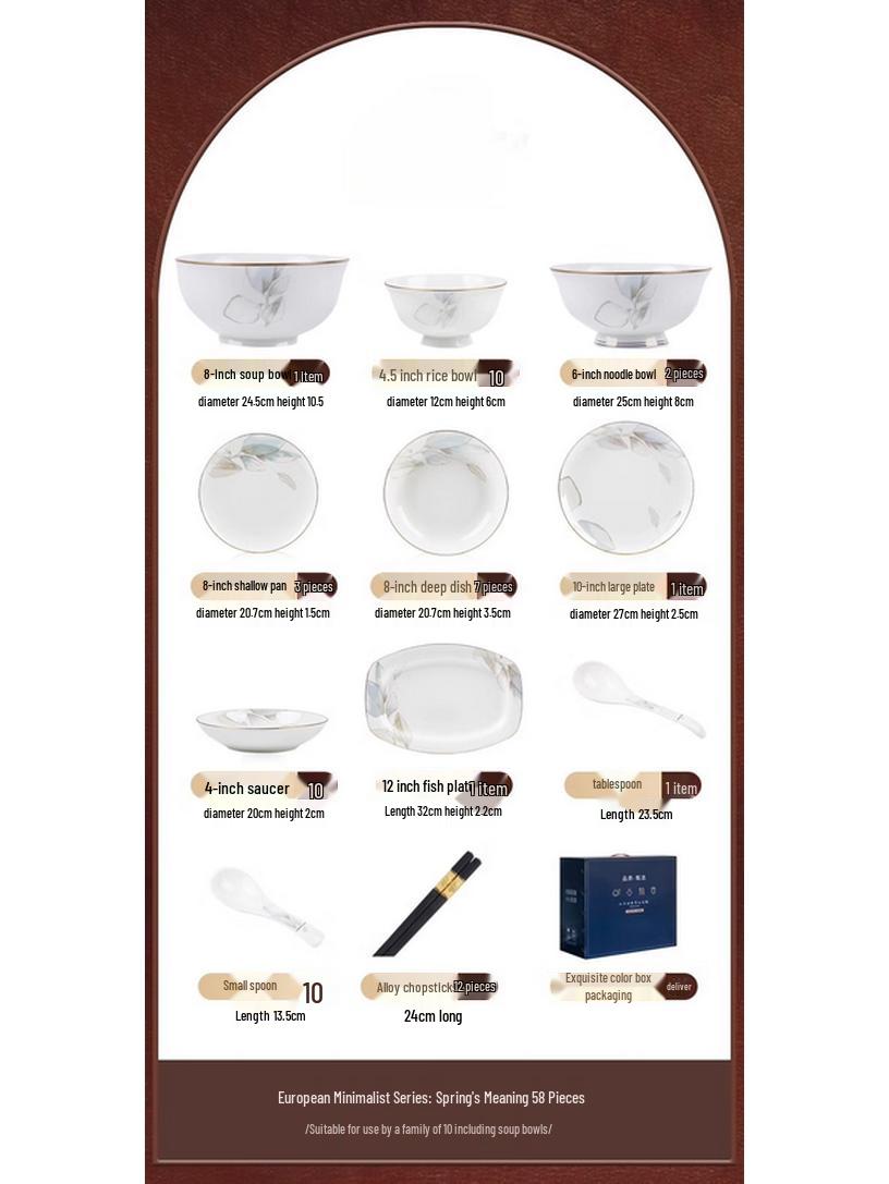 Mordor Lanka 58-Piece Ceramic Dinnerware Set for 10