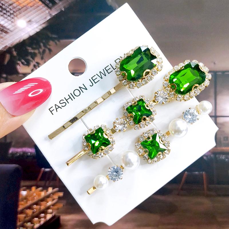 Neues Set Damen Haarspangen Schmuck Mode Kristall Haaraccessoires für Mädchen Luxus Perle Geometrische Haarspangen Nadeln Weihnachtsgeschenk