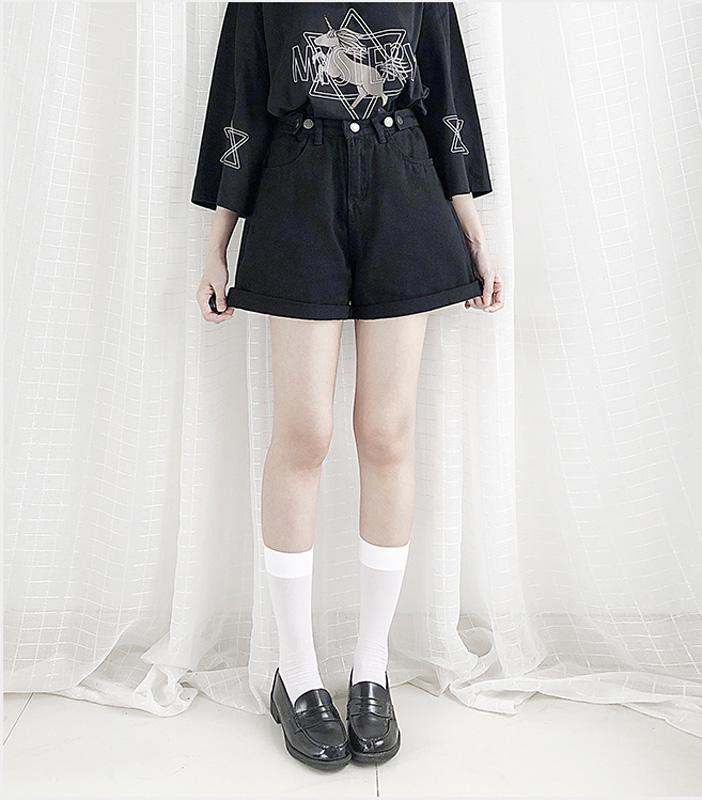 SCIONE 2020 Jean Shorts Female Curling High Waist Loose Wide Legs Summer Shorts