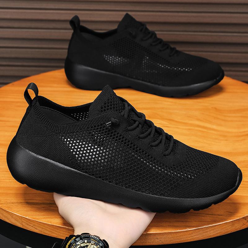 Four Seasons Breathable Flying Weaving Men's Shoes Lightweight Running Shoes Fashion Mesh Shoes Large Size Casual Shoes Women's Sneakers