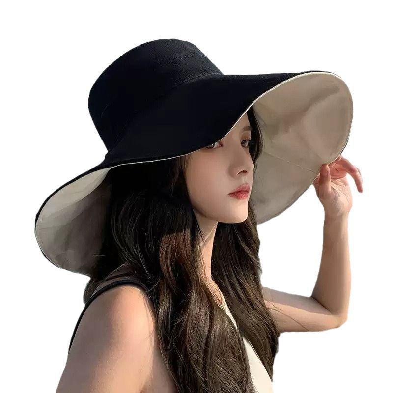 Hat women's summer big eaves bucket hat UV protection outdoor sun protection shade casual versatile women's sun protection hat