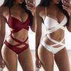 Premium Quality Five Colors Summer Sexy Women Bandage Cross Push-up Bikini Set Bathing Suit