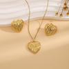 Exquisite Irregular Geometric Leaf Texture Jewelry Set: Love Earrings & Necklace