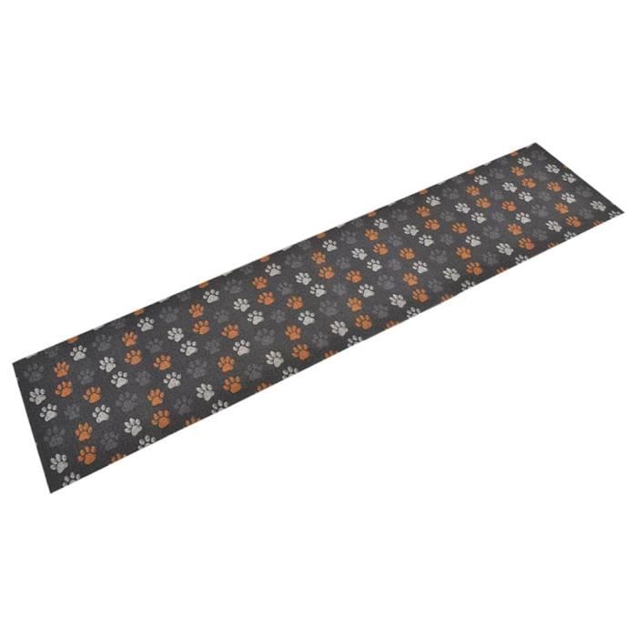 VidaXL Tapis de cuisine lavable impression de pattes 60x300 cm velours 136575