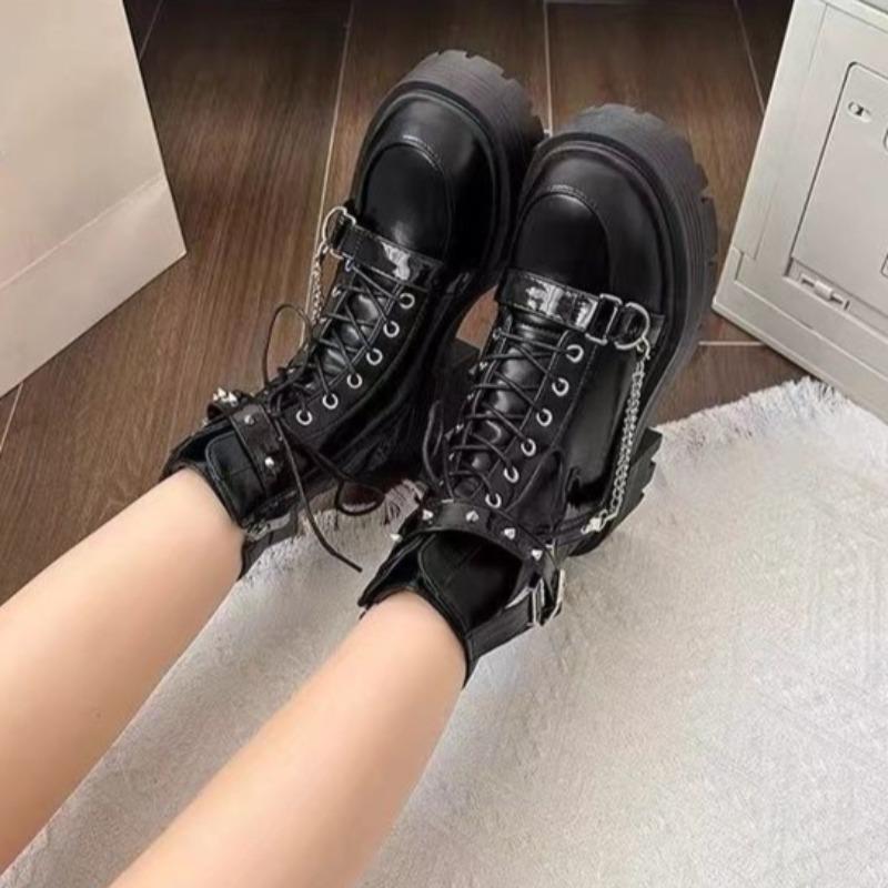 Women's Ankle Boots Gothic Platform Botas British Short Boot Motorcycle Boots for Women Designer Rivet Punk Boots Botas