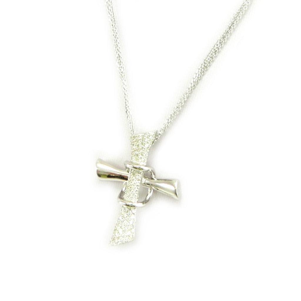 Altesse [L5400] - White 'Sublime Cross' Silver Necklace