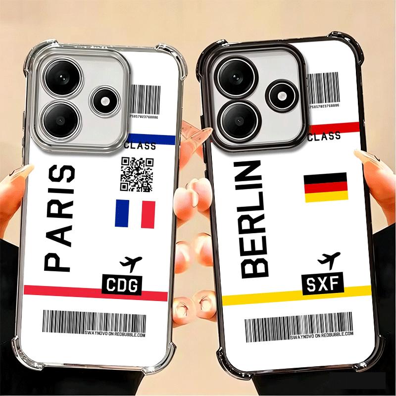 Travel Air Ticket Label Soft Phone Case For Xiaomi Poco X7 X8 Pro Max X6 X5 X3 F8 Ultra F7 M8 M7 M5S Redmi 15C 15A 15 14C 13C 12