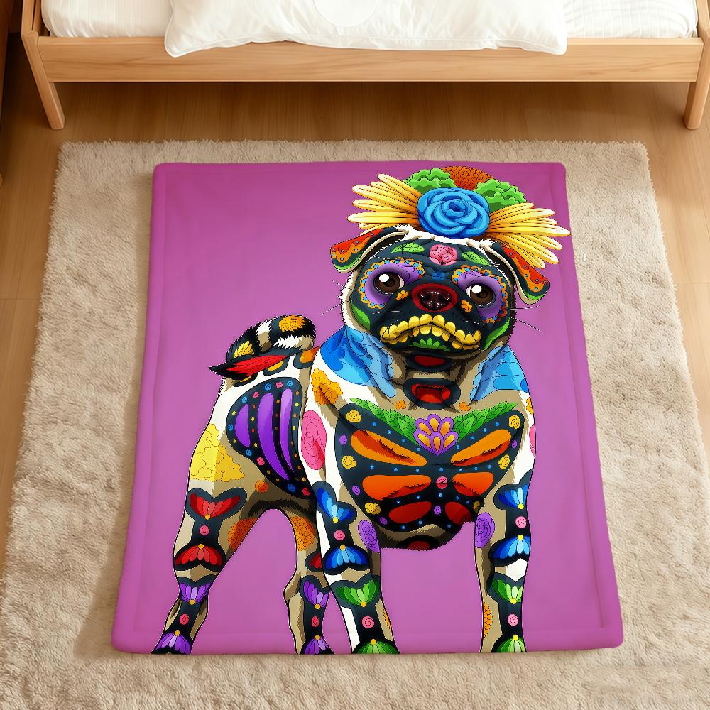 fashion Day of the Dead Dog Corgi Art Flannel soft warm plush blanket sofa living room pet hogar bedroom gift home Car portable