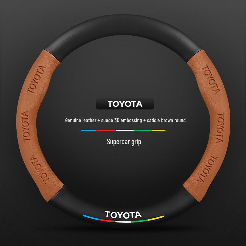 Protiskluzový kožený potah volantu z uhlíkových vláken pro Toyota Prado