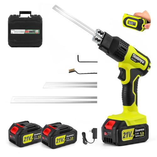 Huanyu Styrofoam Cutter, Rechargeable, 500C Hot Knife, 100W Cordless, 10cm/15cm, Portable, Equipped with Two 18V 3.0Ah High-Capacity Batteries, for F