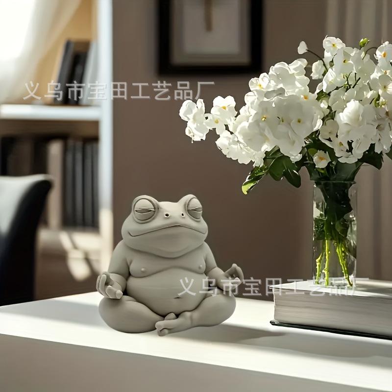 Zen Frog Ornament New Meditation Frog Home Decoration Resin Handicraft Ornament