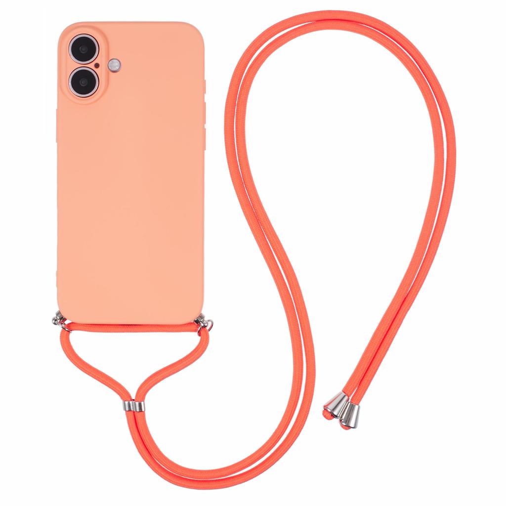 For iPhone 16 Plus Crossbody Case TPU Protective Phone Cover with Soft Fiber Lining