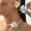 Fade-resistant Necklace Camellia Faux Pearl Choker Retro Flower Beaded Elegant