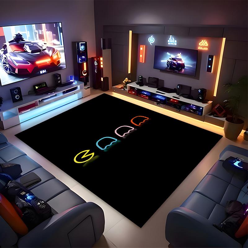 P-PacMan Game Printed Absorbent Washable Carpet, Non-Slip Bathroom Mats, Kitchen Rugs, Yoga Mat,Living Room Entrance, Camping Picnic Rugs