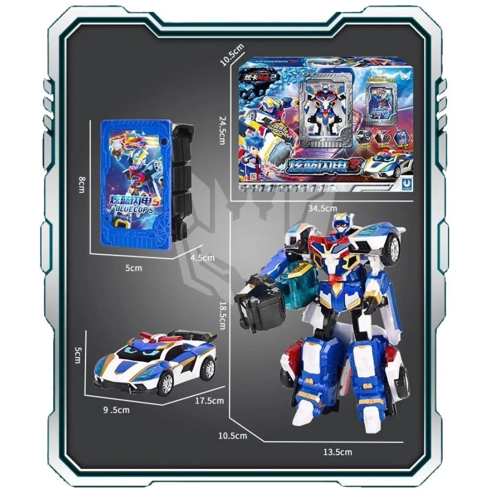 Metal Cardbot Season 2 Blue Cop S Transforming Robot To Car Action Figures with Card Transformation Car Musclehyde Model Toys