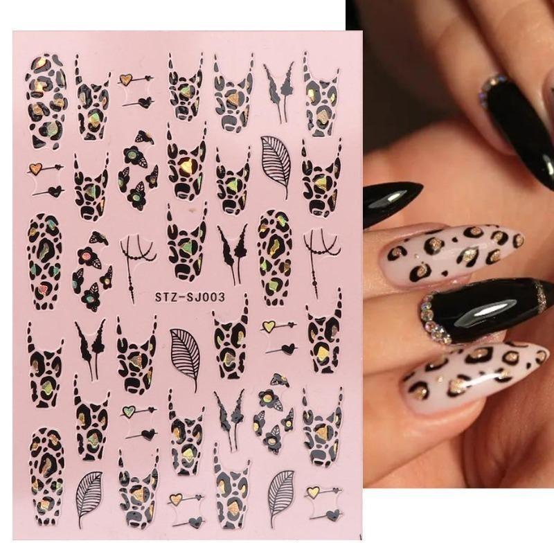 Graffiti Strips Nail Stickers for Women Nail Art Decorations Rose Gold Abstract Line Spring 3D Slider for Manicure Polish Tattoo