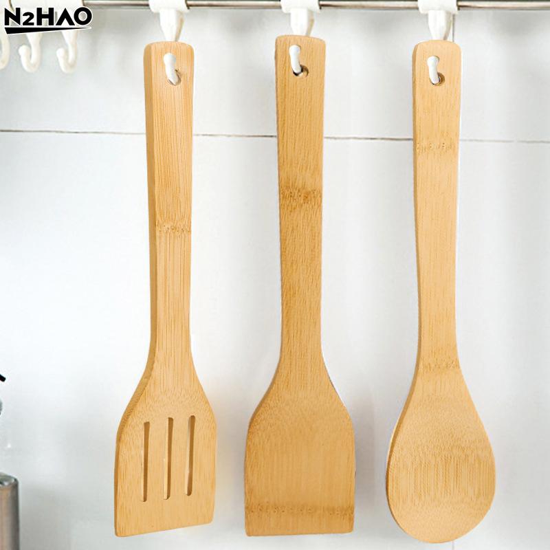 8-piece Kitchen Utensil Set, Bamboo Spoons And Spatulas, Wooden Kitchen Utensils, Cooking Tools, Mixing Set