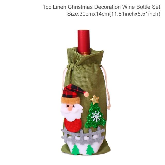 Copri bottiglia di vino di Capodanno Decorazioni di buon Natale per la casa Regalo di decorazioni per la tavola di Natale