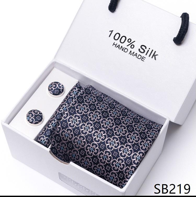Men's 1200-Needle High-Density Business Stripe & Paisley Tie Set - 6 Piece Groom & Wedding Gift Box